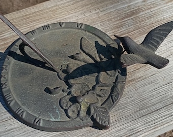 White Swan 1995 Brass Hummingbird Sundial 6"