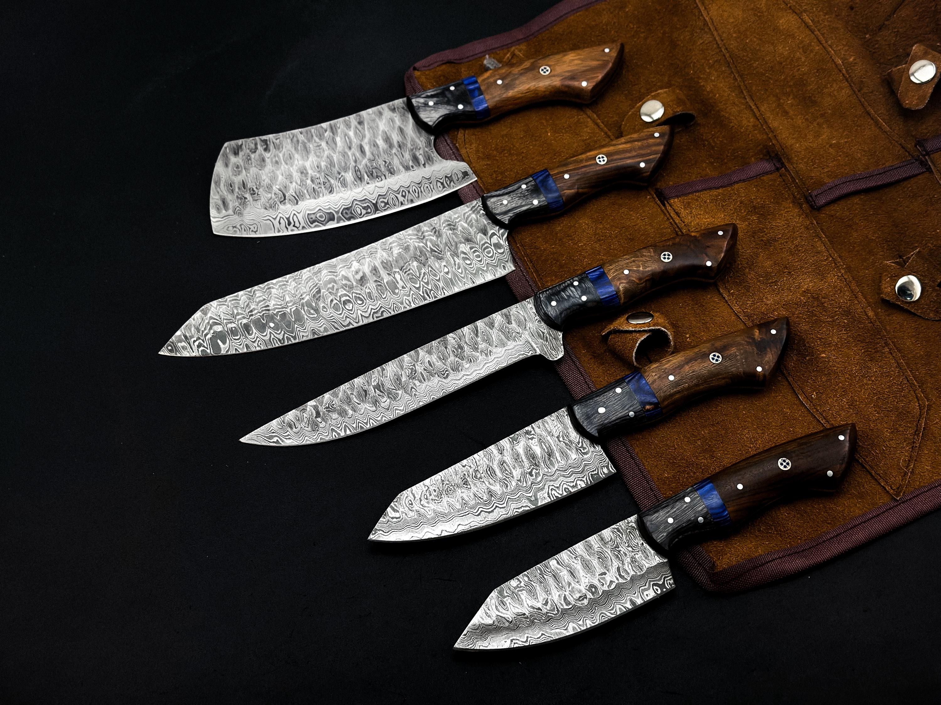 Chef Set, Handmade Damascus Steel Chef Knife Set, Hand Forged Kitchen Knife Set, Kitchen Use Set, Damascus Set, Christmas Gifts, Best Gifts