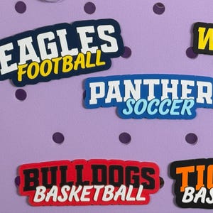 Team Name & Sport Custom Bogg Bag Charm, Personalized School Colors, Raised Lettering