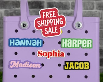 Custom Name Bogg Bag Charm, Personalize With 6 Style Options & 13 Colors