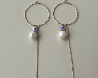 Aro chapado en oro de 25 mm: combinación de estrella y perla