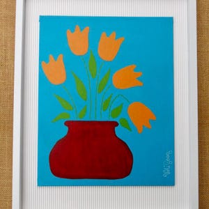 Acrylique sur carton entoilé 24x30 cm, vernie et encadrée. 2 fonds au choix.  Cadre 32x42cm. Année 2025. Peinture originale et unique.