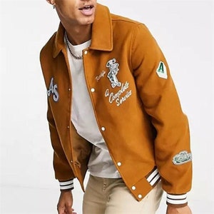 Customizable Wool Varsity Jacket: Embroidered Letterman Bomber