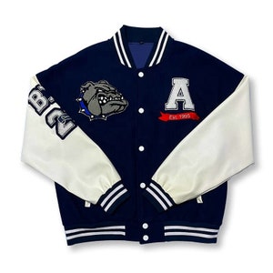 Custom Varsity Jacket: Wool & Leather Embroidered Letterman Bomber
