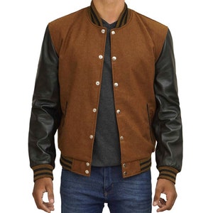 Plain Varsity Jacket | Unisex Wool Bomber Jacket | Lightweight College Style Jacket for Men and Women