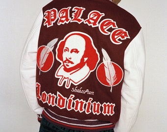 美品 Palace VARSITY JACKET BURGUNDY L Palace x Whitney Houston Varsity Jacket Sz. L