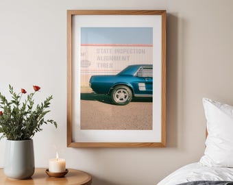 60s Mustang Print | Classic Car Print |  Vintage Automotive Wall Art | Garage Mancave Decor | Digital Download