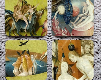 People in the Garden of Earthly Delights -- Hieronymus Bosch Masterpiece Mousepad Coaster Set
