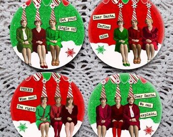 Dear Santa  -- Funny Sweet Girlfriends Christmas Vintage Photography Mousepad Coaster Set