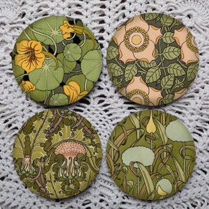 Going Green -- Art Nouveau Floral Pattern Mousepad Coaster Set