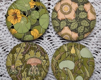 Going Green -- Art Nouveau Floral Pattern Mousepad Coaster Set