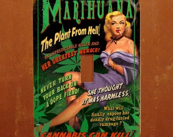 Plant From Hell -- Vintage 50s Marijuana Poster Light Switch Cover -- Oversized (Multiple Styles)