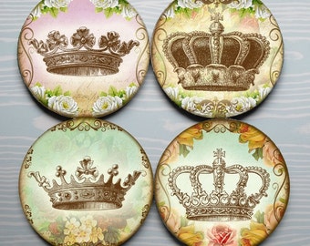 Queen for a Day -- Shabby Paris Style Crown Mousepad Coaster Set