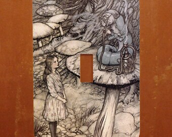 Alice Meets the Caterpillar - Alice in Wonderland Rackham Illustration Light Switch Cover -- Oversized (Multiple Styles)