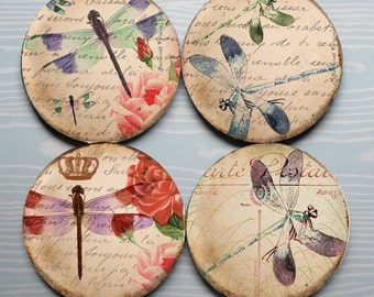 Dragonfly Jubilations -- Dragonfly Illustration Mousepad Coaster Set