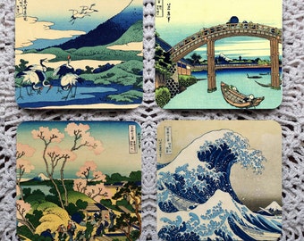 Japan -- Hokusai Art Mousepad Coaster Set