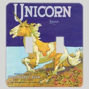 Unicorn -- Fruit Crate Label Light Switch Cover -- Oversized (Multiple Styles)
