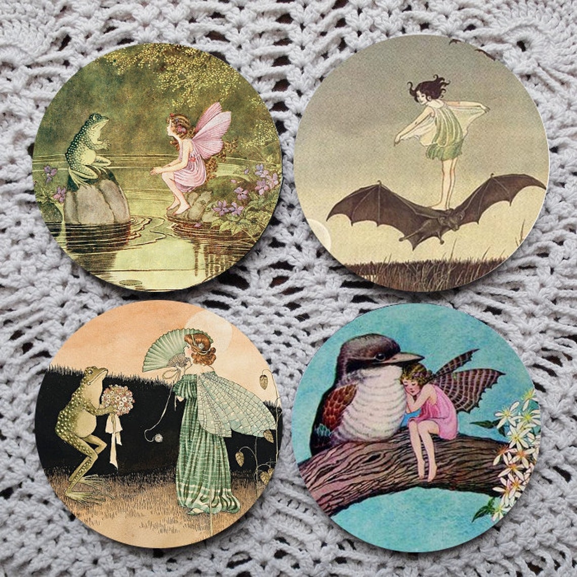Fairy Tales Vintage Fairies Mousepad Coaster Set Etsy