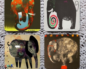 The Elephant in the Room -- Vintage Polish Cyrk (Circus) Posters Mousepad Coaster Set