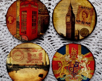 The British Are Coming -- Vintage Style England Themed Mousepad Coaster Set