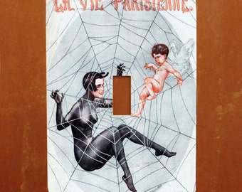 Spider Lady -- Vintage French Magazine Cover Light Switch Cover -- Oversized (Multiple Styles)