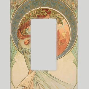 Poetry Mucha The Arts Art Nouveau Light Switch Cover Oversized Multiple Styles image 3