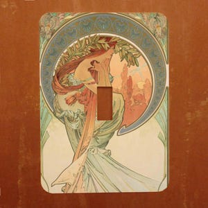 Poetry Mucha The Arts Art Nouveau Light Switch Cover Oversized Multiple Styles image 1