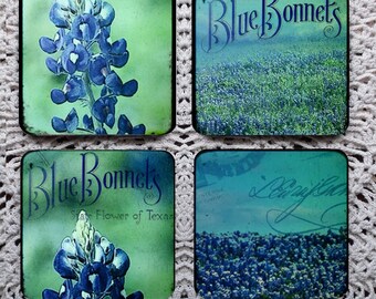 Bluebonnets On It -- Texas Flower Mousepad Coaster Set