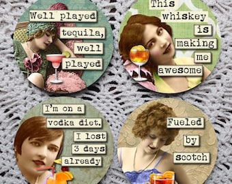 Sassy Cocktail  Ladies Mousepad Coaster Set