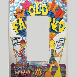 Old Fashioned Groovy 70s Cocktail Advertising Poster Light Switch Cover ...