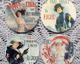 Patriotic Posters -- World War I Posters Mousepad Coaster Set