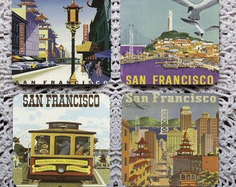 A San Francisco Treat -- Vintage Travel Posters Mousepad Coaster Set