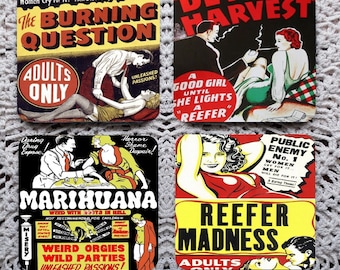 Reefer Madness -- Vintage Movie Mousepad Coaster Set