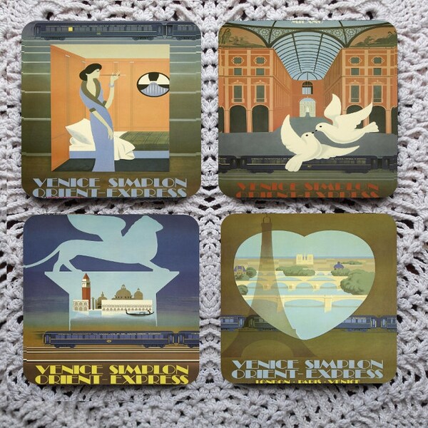 All Aboard -- Vintage Orient Express Travel Posters Mousepad Coaster Set