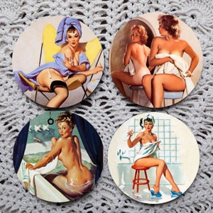 Bathing Beauties -- Vintage Style Pinups Mousepad Coaster Set