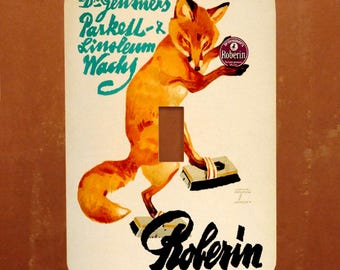 Clever Fox -- Vintage German Advertising Poster Light Switch Cover -- Oversized (Multiple Styles)