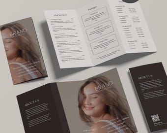 Sjabloon servicebrochure, prijslijst Med Spa Clinic, bewerkbaar op canva (digitale download)