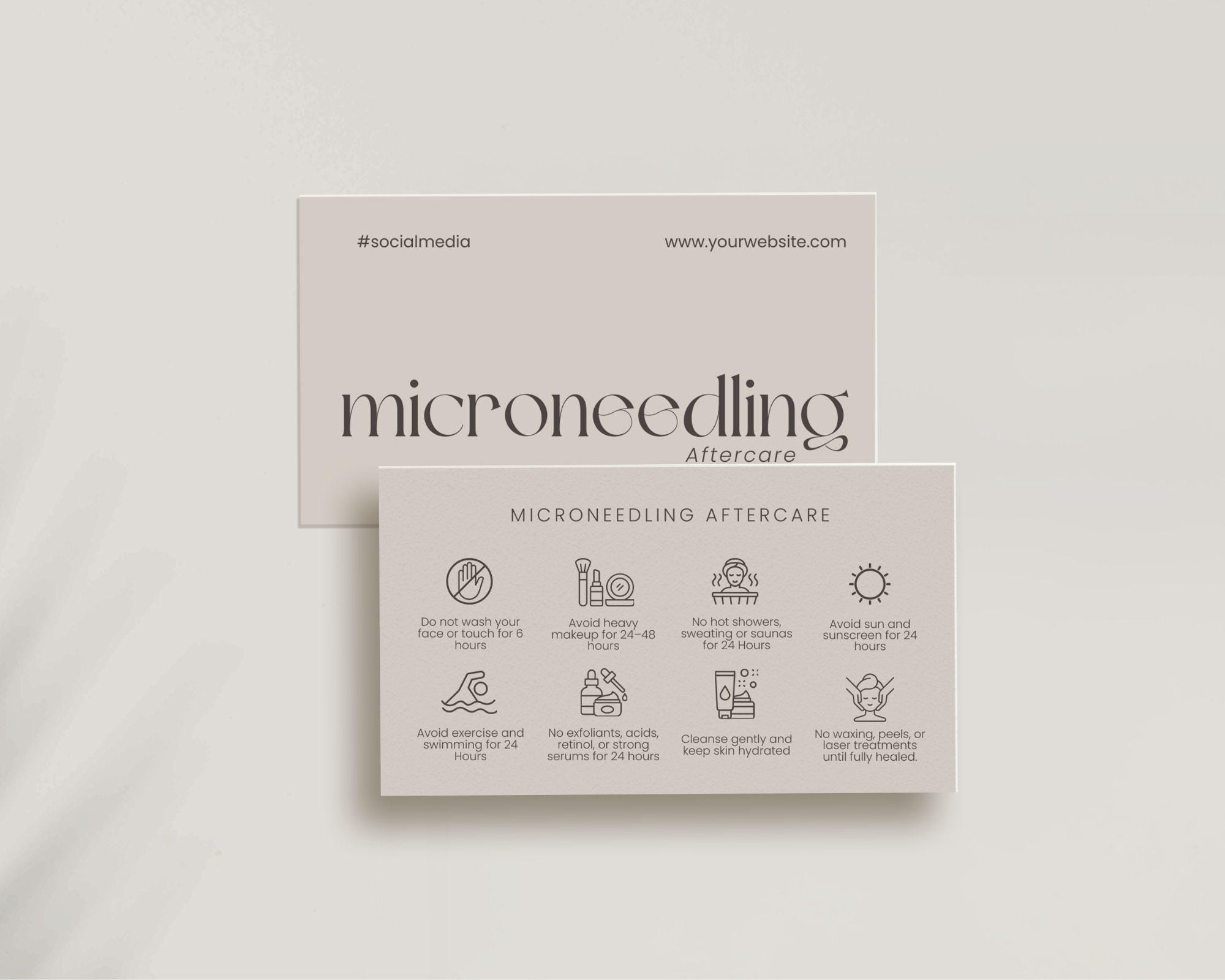 Microneedling Aftercare Card Template for Estheticians Skincare ...