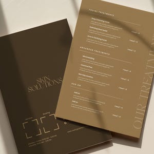 Modèle de liste de prix pour salons d'esthétique et de beauté, modèle de menu de soins du visage, flyer modifiable Canva