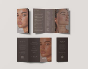 Med Spa-brochure | Sjabloon driebladige schoonheidsspecialiste | Huidverzorgingsmenu | Sjabloon prijslijst schoonheidssalon | Minimalistische flyer voor schoonheidsspecialisten