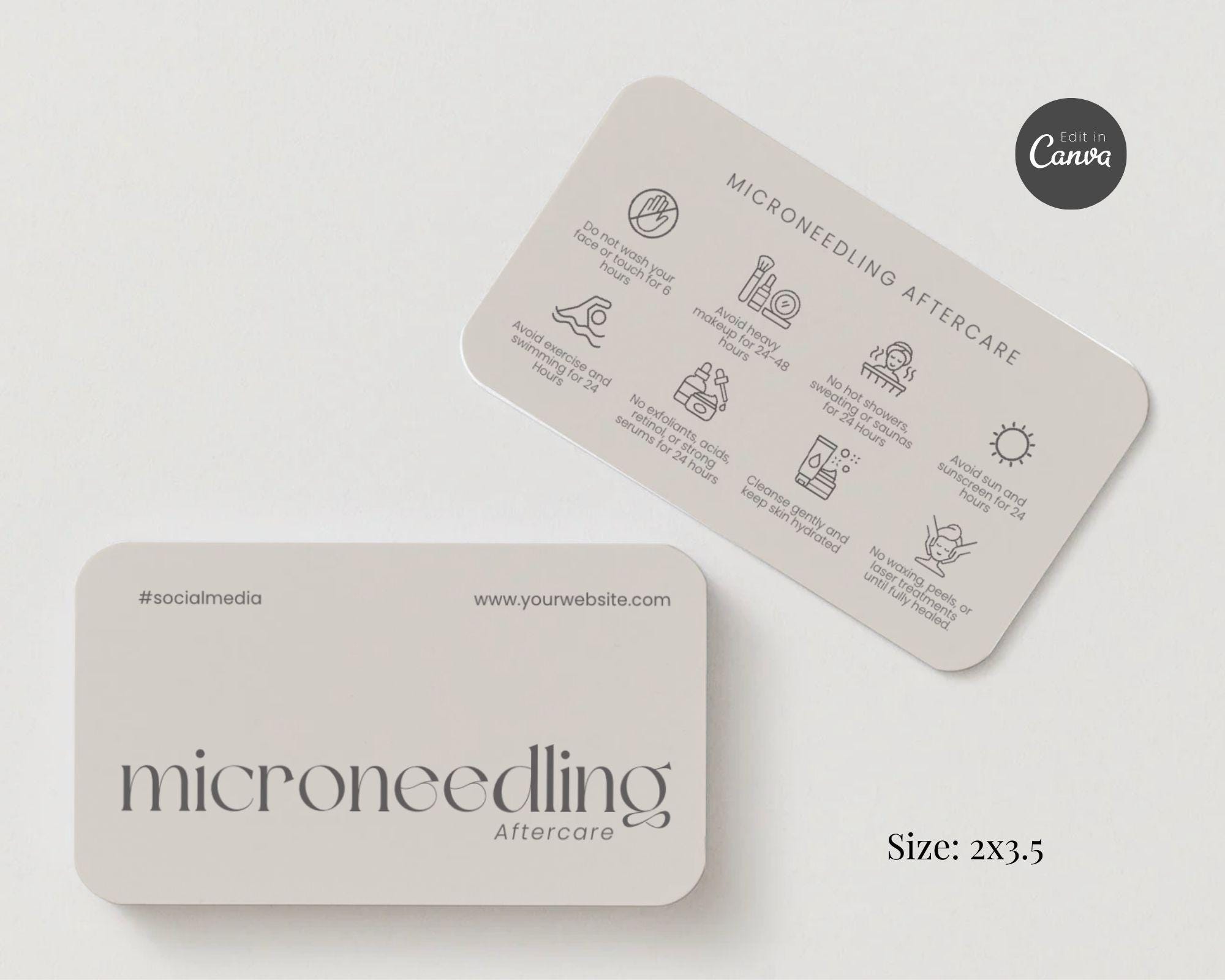 Microneedling Aftercare Card Template for Estheticians Skincare ...