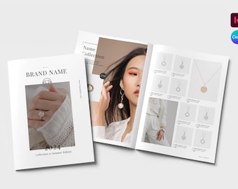 Fine Jewelry Catalog Editable Line sheet, Jewelry Look book Brochure Price Sheets With Cover // Canva & Indesign Template / A4 Size