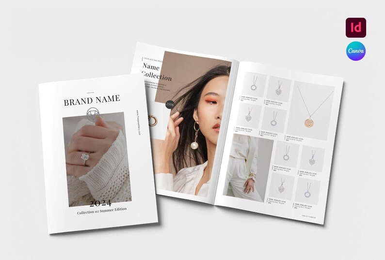 Fine Jewelry Catalog Editable Line Sheet, Jewelry Look Book Brochure