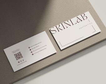 Elegant Business Card Template for Beauty Salons & Luxury Brands, Double Sided Card, Editable Logo Canva