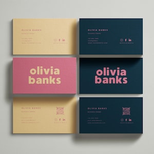 Fett und bunt Visitenkarten Vorlage, benutzerdefinierte Visitenkarte, einzigartiges und trendiges Design, persönliches Branding, sofortiger Download, Canva Vorlage