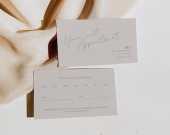 Salon Appointment Reminder Card Template, Beige Minimalist Design (Canva Pro Template, Digital Download, Printable Card)