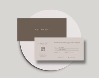 Plantilla de vale de regalo para spa: Diseño moderno beige (Canva, descarga instantánea)