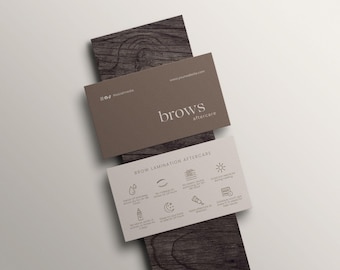 Brow Bundle Aftercare Cards | Brow Lamination & Brow Care | Printable Salon Marketing Beauty Business Card | Editable Canva Template