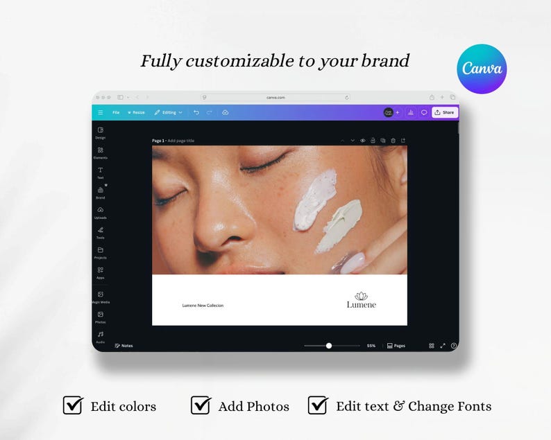 Cosmetics Product Catalog Template, Professional Skincare Dermatologist Clinical Brand Marketing Line sheet, A4 + US Letter image 7