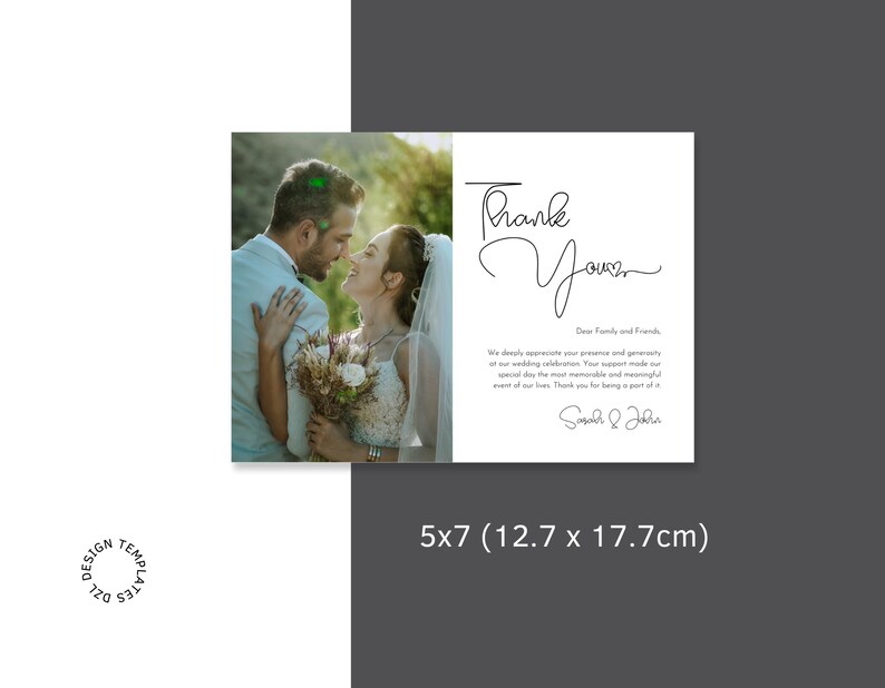 Thank You Postcard Editable Template Canva Minimalist Wedding Card Thank You Postcard Editable Template Canva Minimalist Wedding Card